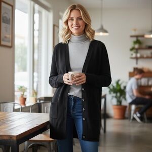 Brooks Brothers Women’s Extra Fine Merino Wool Tunic Length Cardigan Classic